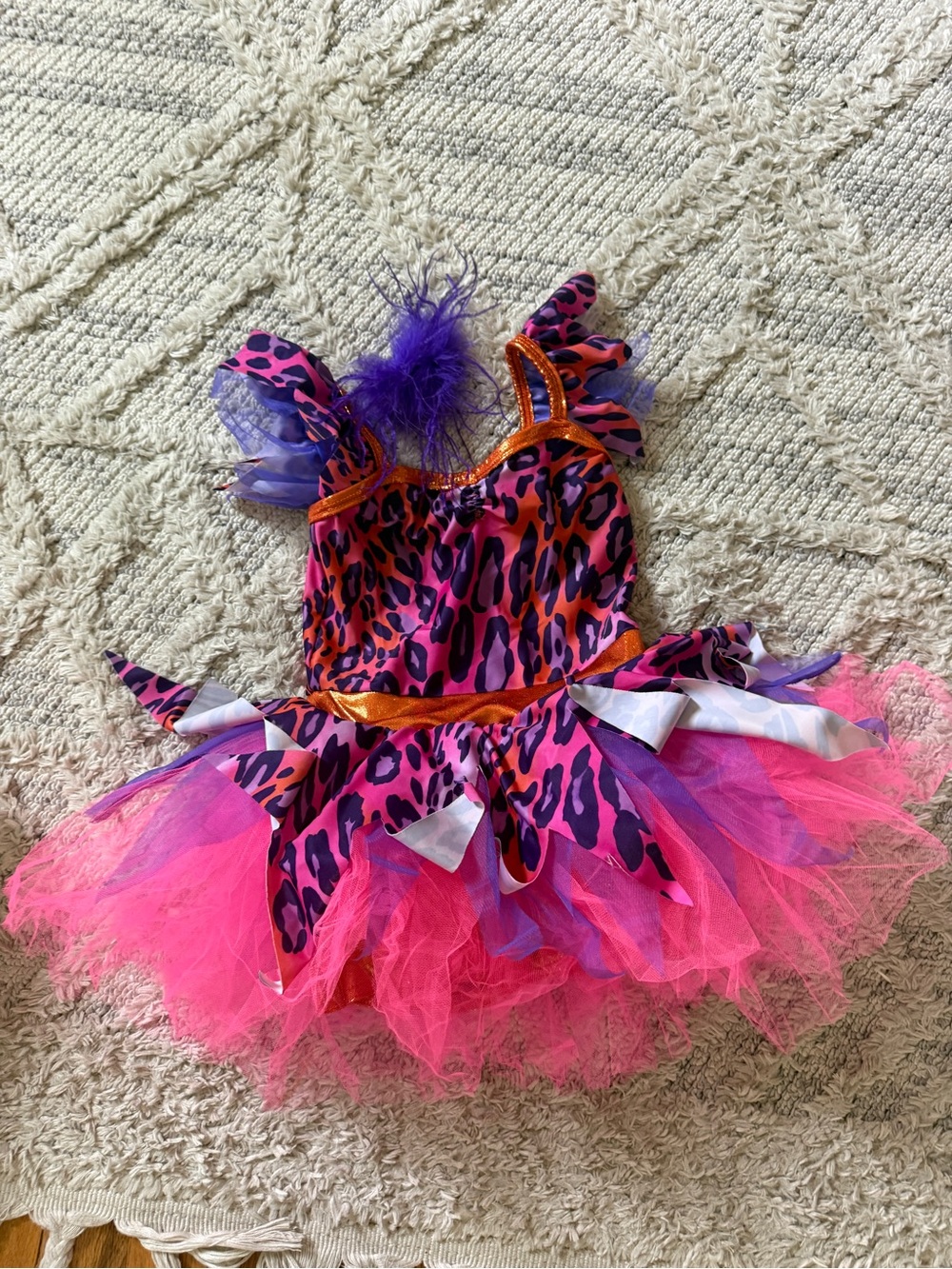 Wish Purple & Pink Leopard-Print One-Piece with Orange Trim